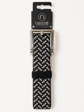 Nexbelt Braided Stretch Ratchet Belt Black Gray Mens Adjustable Golf Casual NWT